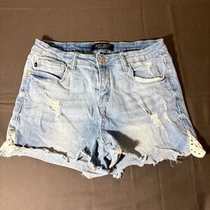 Judy Blue Cut Off Shorts Womens 29 Blue Light Wash Denim Cotton Frayed Raw Hem